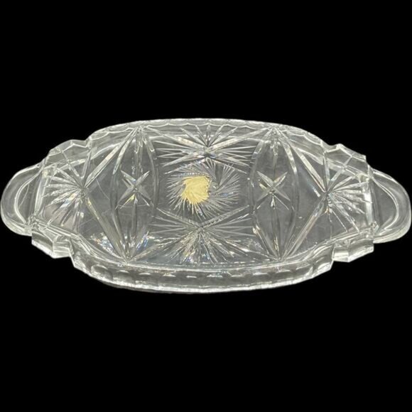 Vintage Lead Crystal Sugar & Creamer Set With Tray & Lid Hand Cut - Picture 14 of 14